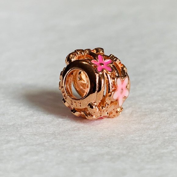 NEW Authentic Pandora ROSE GOLD Openwork Pink Daisy Flower Charm - Picture 3 of 7